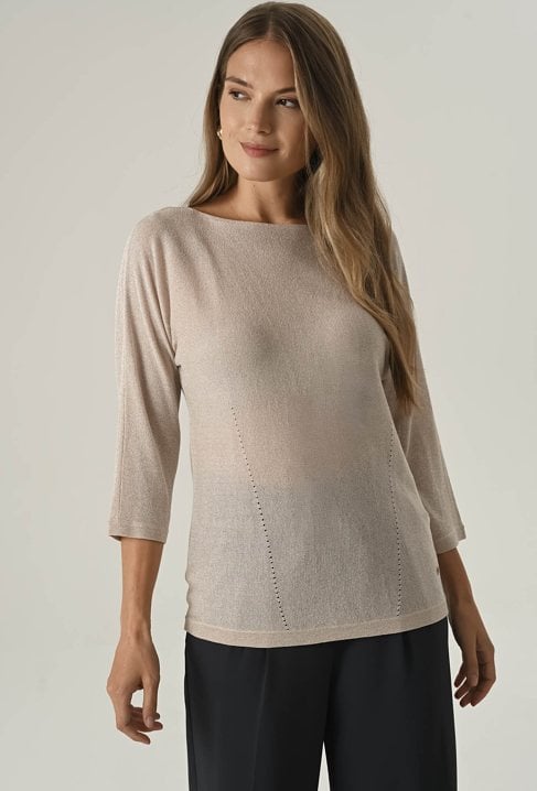 Brązowy sweter z metaliczną nicią