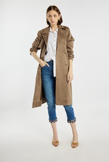 Trencz z imitacji zamszu