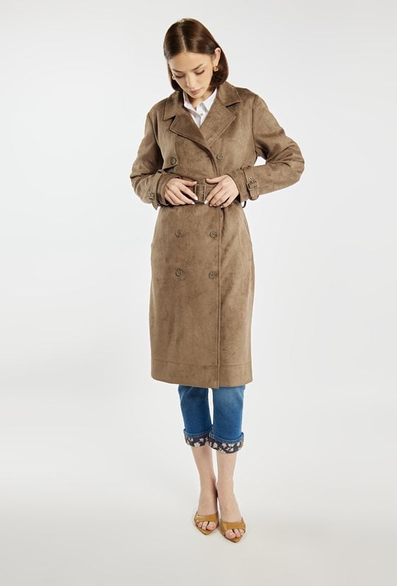 Trencz z imitacji zamszu