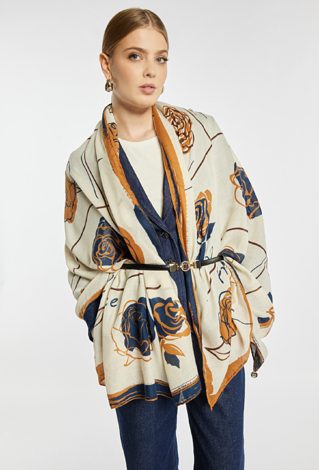 Duży szal z wzorem w kwiaty