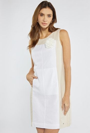 Dwukolorowa sukienka z domieszką lnu