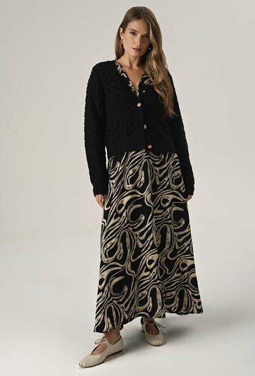 Czarny ażurowy kardigan