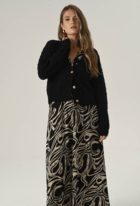 Czarny ażurowy kardigan