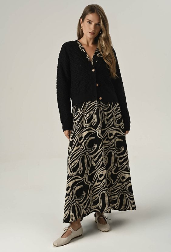 Czarny ażurowy kardigan