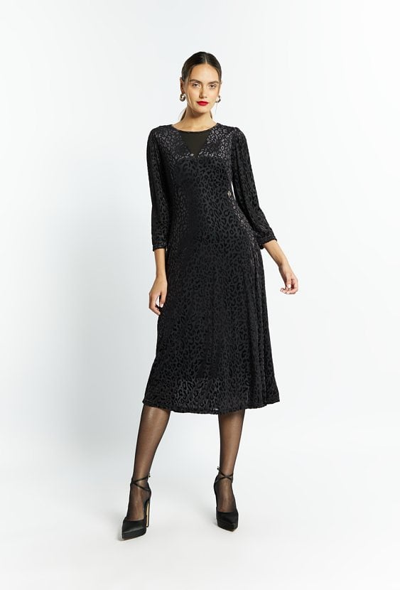 Sukienka damska z welurowym wzorem