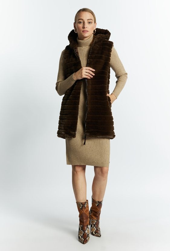 Kamizelka damska ze sztucznego futerka