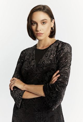 Sukienka damska z welurowym wzorem