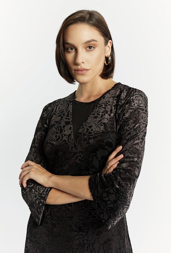 Sukienka damska z welurowym wzorem