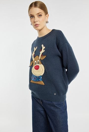 Sweter z motywem renifera