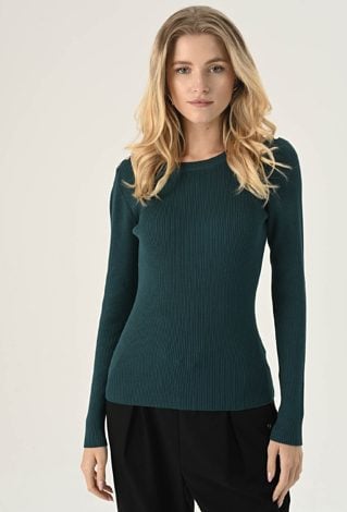 Zielony sweter w prążek z wiskozy