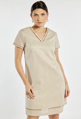 Sukienka mini z dodatkiem lnu