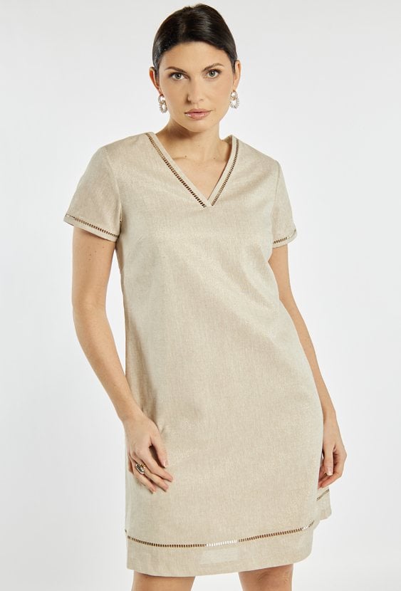 Sukienka mini z dodatkiem lnu