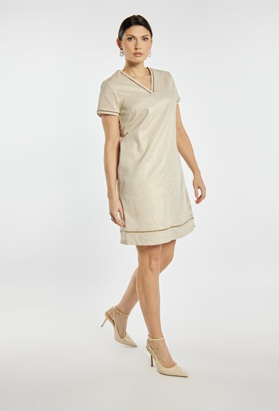 Sukienka mini z dodatkiem lnu