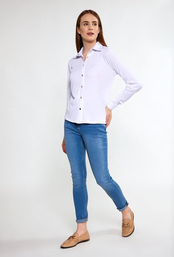 Prążkowana koszula z kołnierzykiem