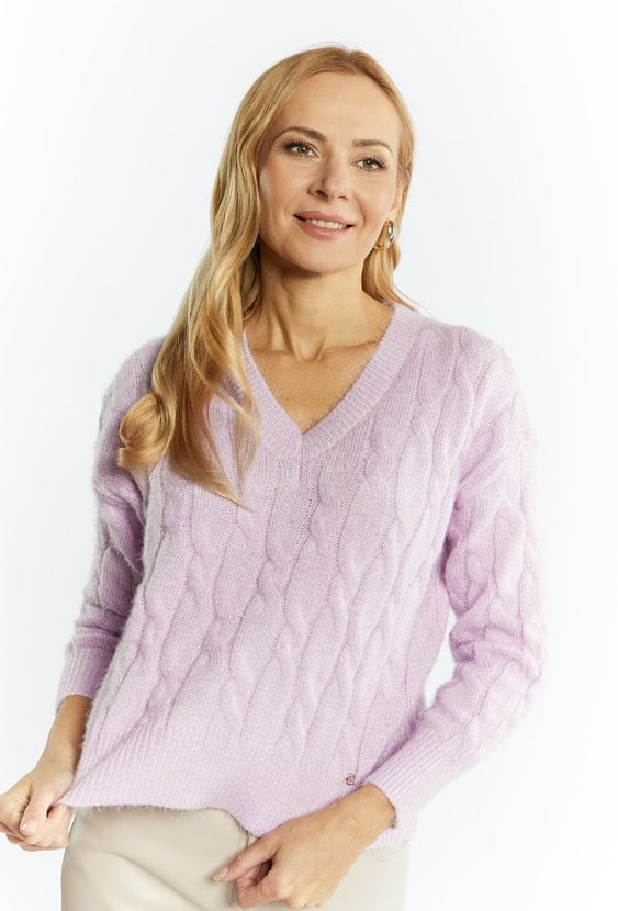 Sweter damski ze splotem