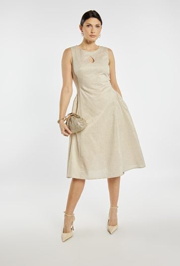 Elegancka sukienka z dodatkiem lnu