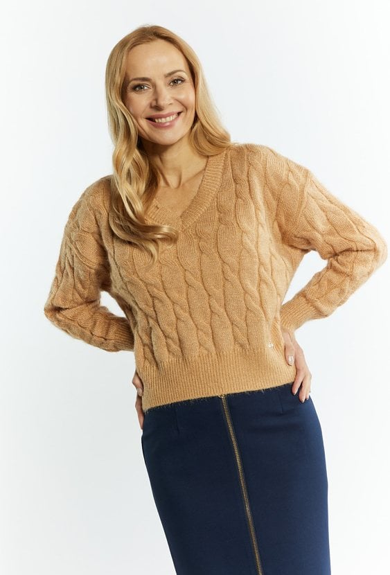 Sweter damski ze splotem