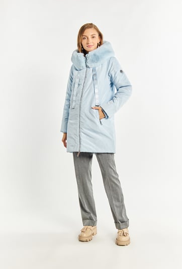 Płaszcz damski z kapturem