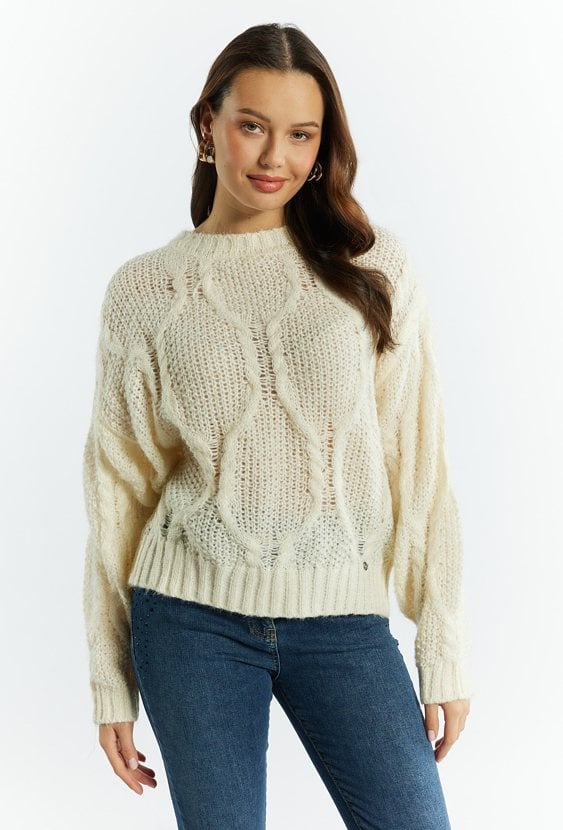 Sweter damski ze splotem