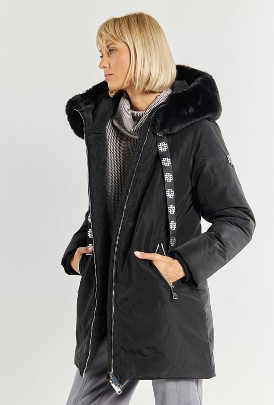 Płaszcz damski z kapturem