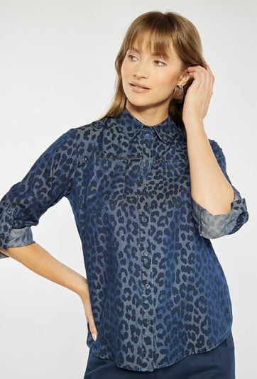 Damska koszula z lyocellu w zwierzęcy wzór