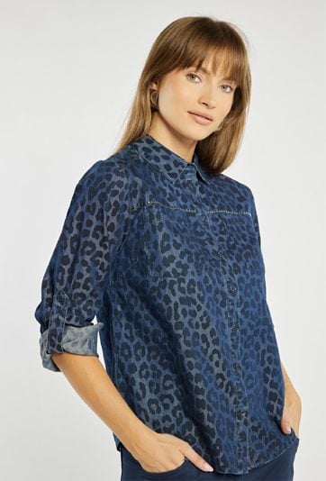 Damska koszula z lyocellu w zwierzęcy wzór