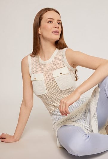 Długi sweter z siateczki