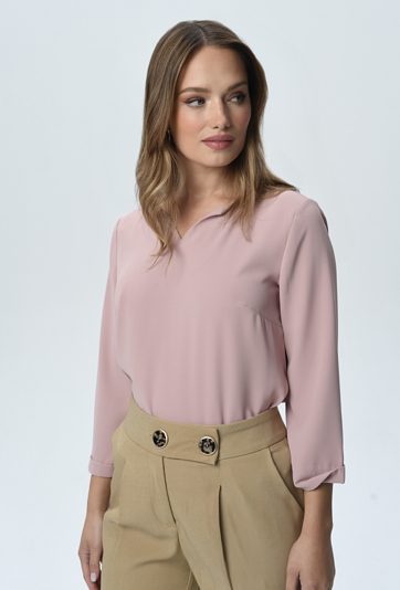 Różowa bluzka z rękawem 3/4