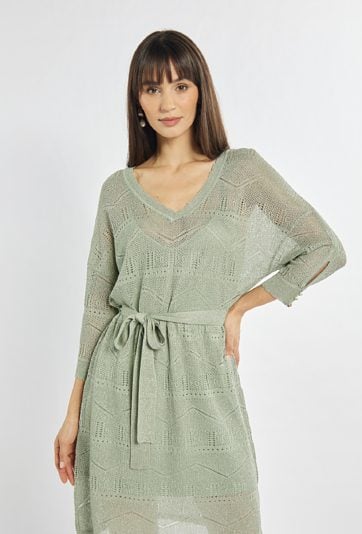 Ażurowa sukienka z wiązaniem