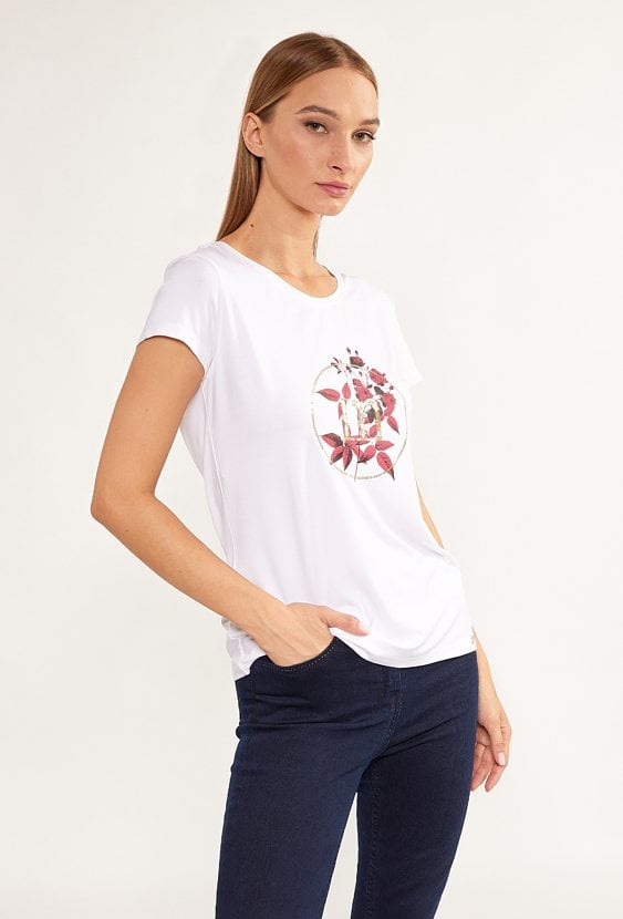 T-shirt damski z ozdobnym panelem