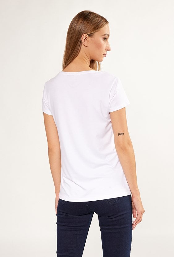 T-shirt damski z ozdobnym panelem