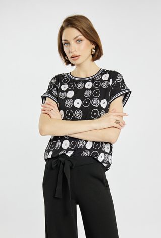 Czarna bluzka z wzorem