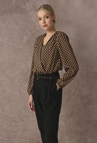 Bluzka kopertowa w drobny wzór