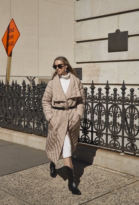 Pikowana kurtka z dużym kołnierzem