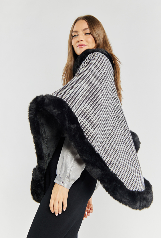 Ponczo damskie z wzorem w pepitkę