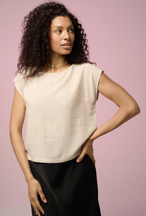 Oversizowa bluzka z wiskozy i lnu