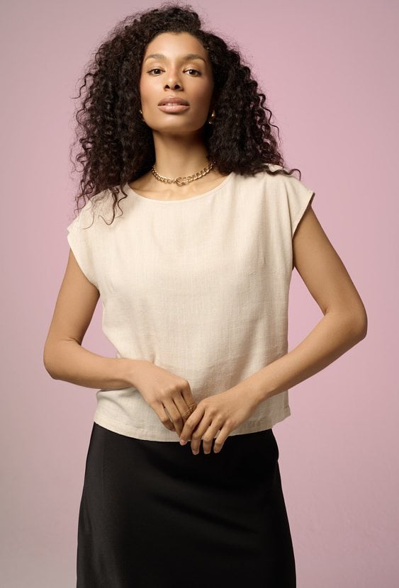 Oversizowa bluzka z wiskozy i lnu