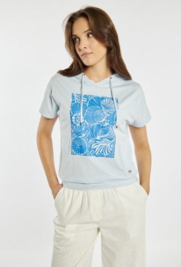 T-shirt damski z kapturem