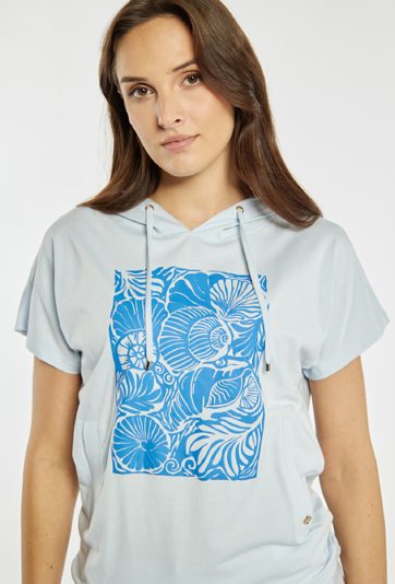 T-shirt damski z kapturem