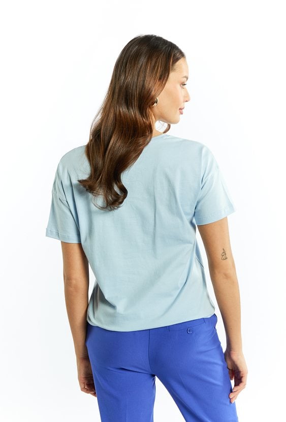 T-shirt damski z wiązaniem na dole