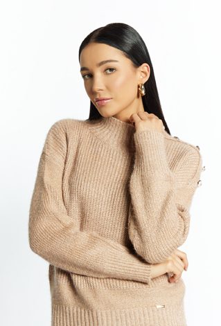 Połyskujący sweter damski