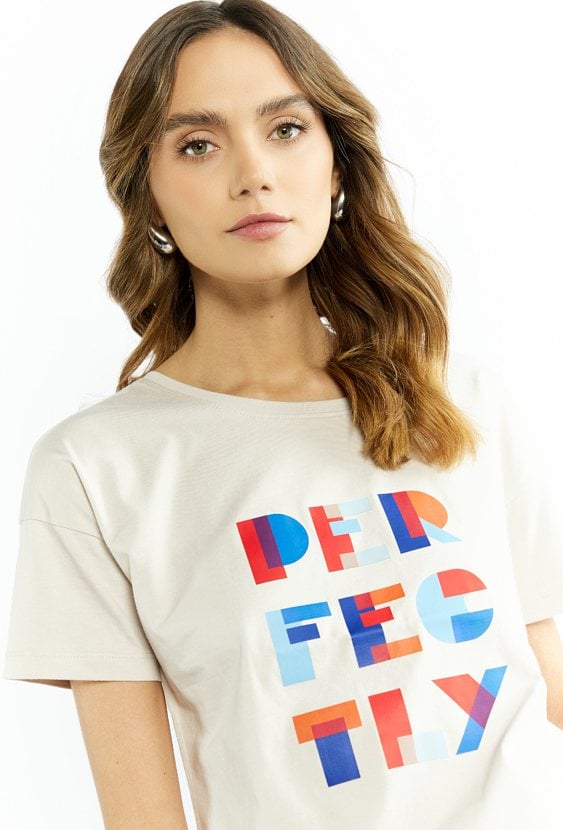 T-shirt damski z wiązaniem na dole