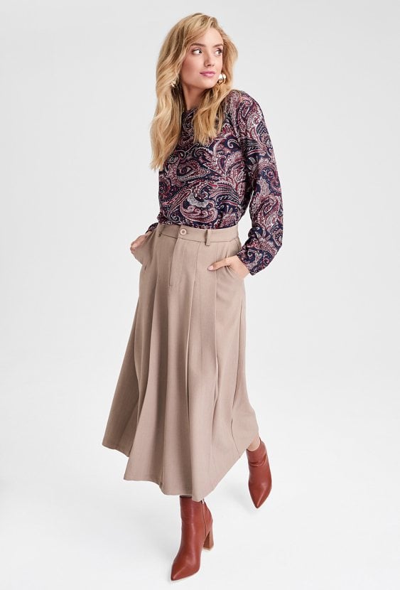 Wiskozowa bluzka z okrągłym dekoltem