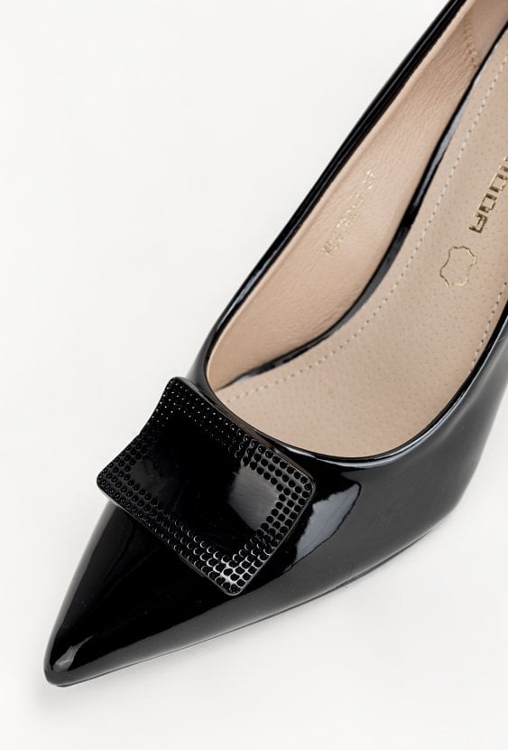 Czarne czółenka z ozdobną klamrą ECCELENTE