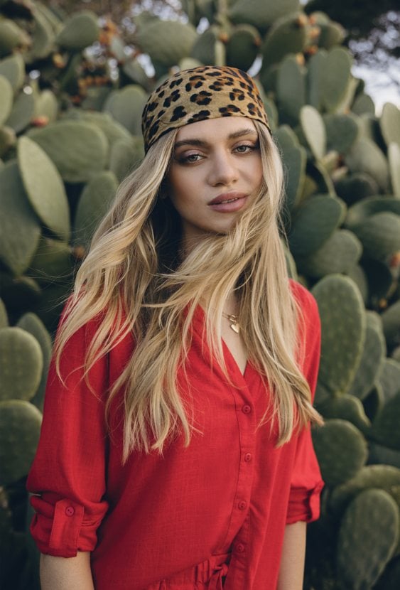 Czerwona koszula z wiskozy i lnu