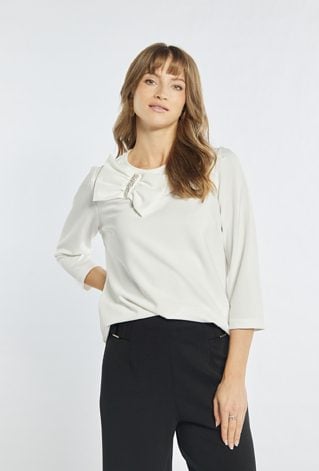 Biała bluza z kokardą