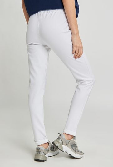 Materiałowe spodnie z kontrastującą tasiemką