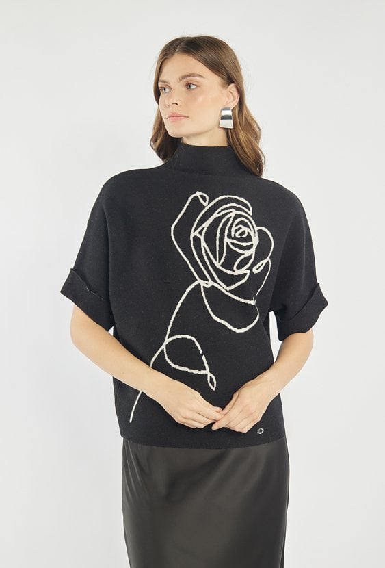 Sweter damski z różą