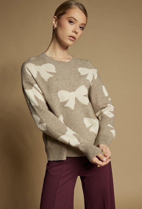 Sweter damski z kokardkami
