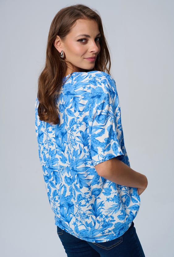 Bluzka na guziki z domieszką lnu